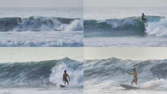 海边冲浪的少年高清在线视频素材下载