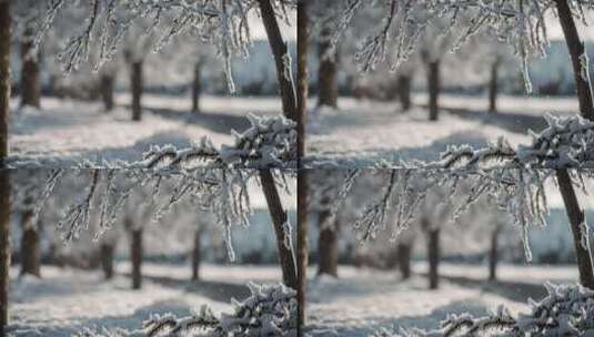 冬天雪地特写雪天风景下雪风光唯美冬季雪景高清在线视频素材下载