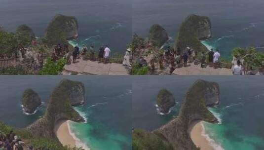 HDR印尼佩尼达岛精灵坠崖自然风光航拍高清在线视频素材下载