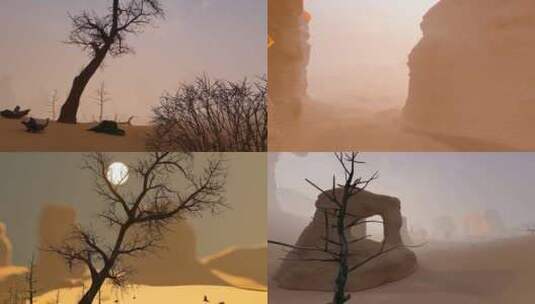 生态破坏土地沙漠化沙城暴蔓延视频高清在线视频素材下载