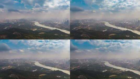 广西南宁青秀山邕江城市风景建筑航拍高清在线视频素材下载