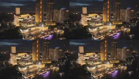 泰国曼谷湄南河城市icon siam夜景高清在线视频素材下载