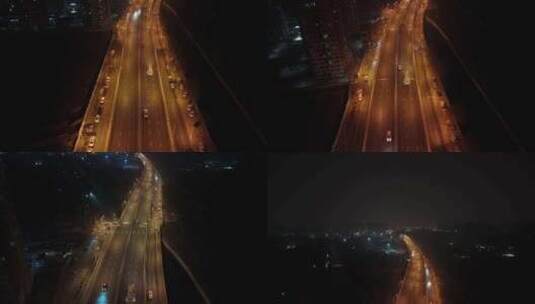 夜晚航拍公路高清在线视频素材下载