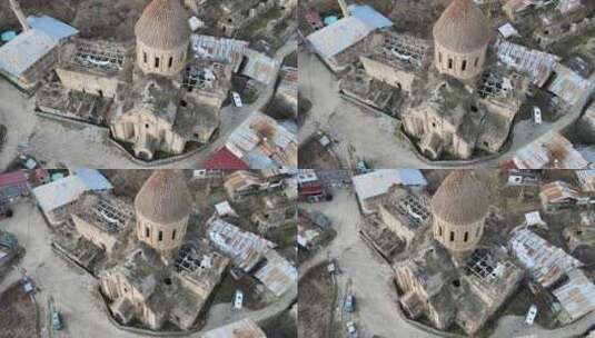 空中老修道院埃尔祖鲁姆土耳其高清在线视频素材下载