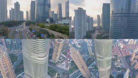 上海浦东新区航拍陆家嘴上海中心大厦三件套高清在线视频素材下载