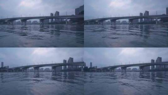 南宁邕江大桥与滨江公园城市高楼建筑景观高清在线视频素材下载