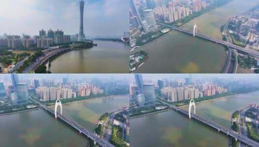 广州海珠区阅江西路猎德大桥珠江航拍城市风高清在线视频素材下载