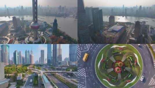 上海浦东新区东方明珠航拍陆家嘴环岛世纪大高清在线视频素材下载