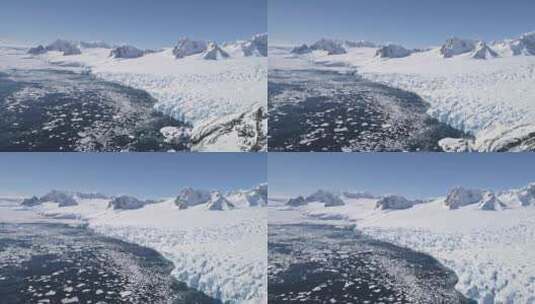 南极海岸线上空的空中飞行高清在线视频素材下载