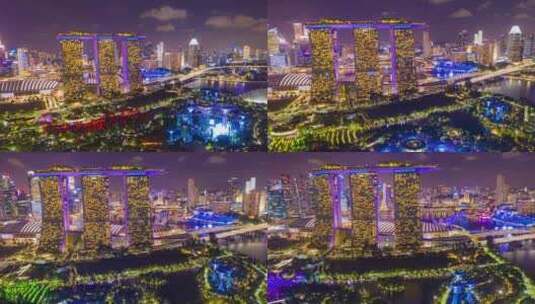 新加坡夜间的天际线高清在线视频素材下载