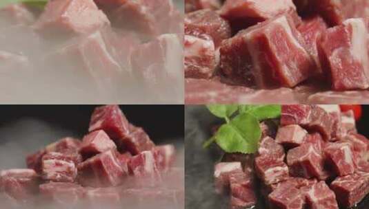 生鲜牛肉粒高清在线视频素材下载