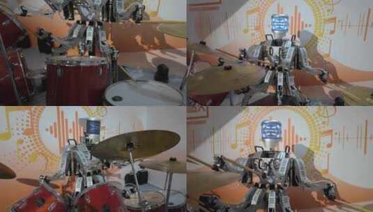 机器人鼓手乐队高清在线视频素材下载