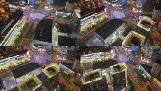 上海市杨浦区大学路商业繁华区五角场广场夜高清在线视频素材下载