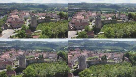 无人机飞越多尔多涅的城堡2高清在线视频素材下载