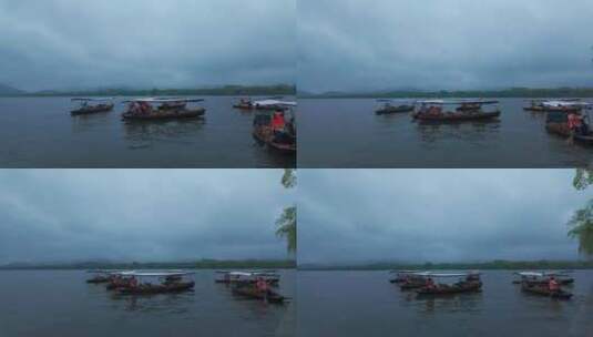 杭州西湖烟雨 地面镜头高清在线视频素材下载