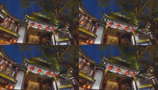 成都锦里古街戏台夜景实时高清在线视频素材下载