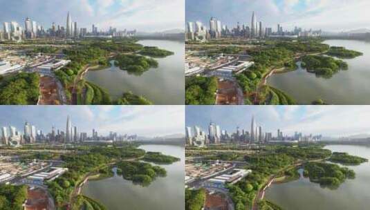 广东省深圳市深圳湾公园4k航拍风光高清在线视频素材下载