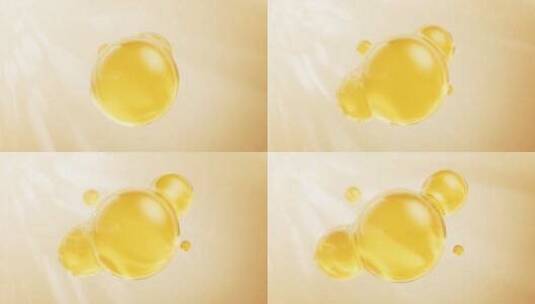 透明金色气泡护肤品背景三维渲染高清在线视频素材下载