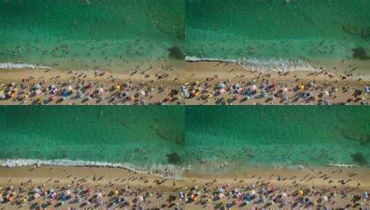 鸟瞰地中海海岸线在空中茁壮成长的夏季魔法高清在线视频素材下载