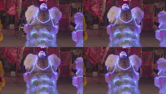 炫彩醒狮上海夜光狮表演高清在线视频素材下载