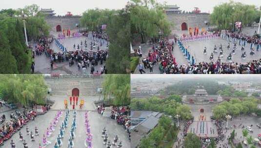 古建筑前传统仪式活动场景高清在线视频素材下载