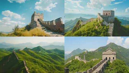 雄伟壮观的长城 烽火台 中国万里长城风光高清在线视频素材下载