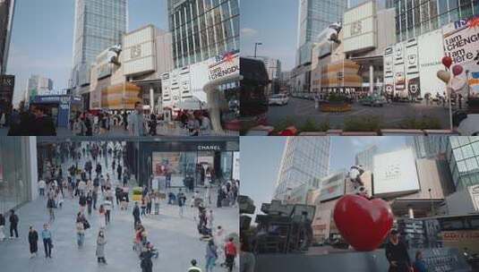 成都春熙路太古里商业街人流高清在线视频素材下载