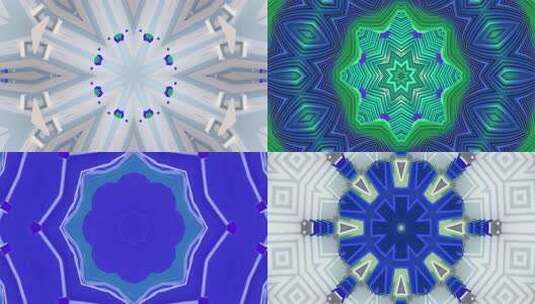A0131 4K酷炫抽象蓝色调图案万花筒背景高清在线视频素材下载