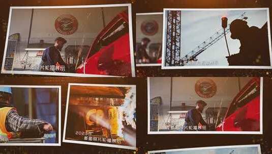 红色党政党建历史回顾图文照片展示高清AE视频素材下载