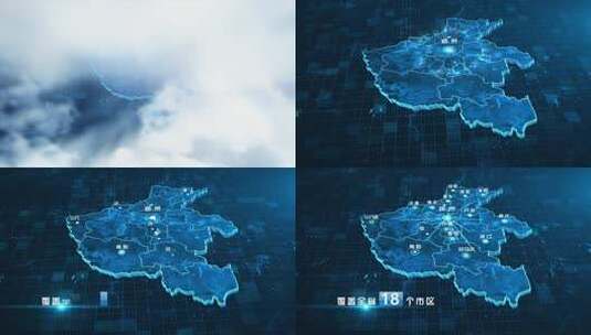 河南科技地图区位AE模板高清AE视频素材下载