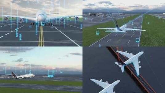 科技机场飞机飞行数字化运输国际贸易运输高清AE视频素材下载
