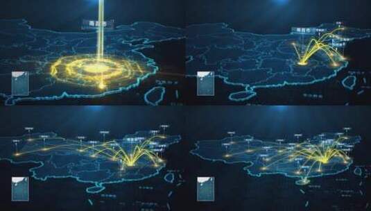 南昌市辐射全国地图高清AE视频素材下载