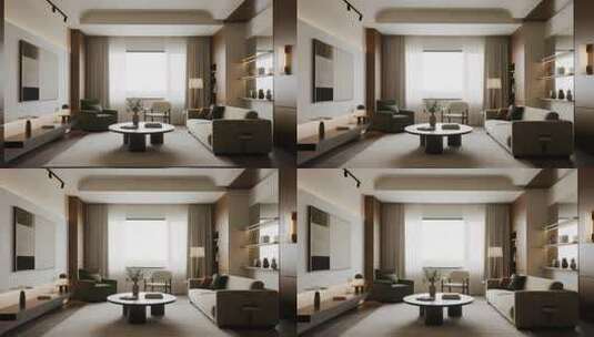 现代简约风格客厅室内场景高清在线视频素材下载