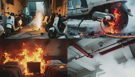 电子产品火灾与建筑烟火事故系列高清在线视频素材下载