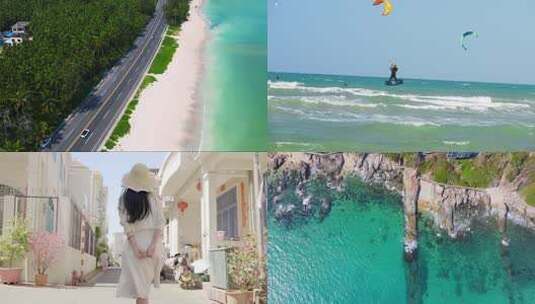 海南三亚航拍旅游海边风景高清在线视频素材下载