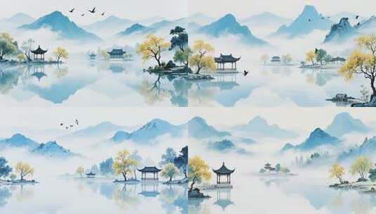 中式山水古风风景画面高清在线视频素材下载