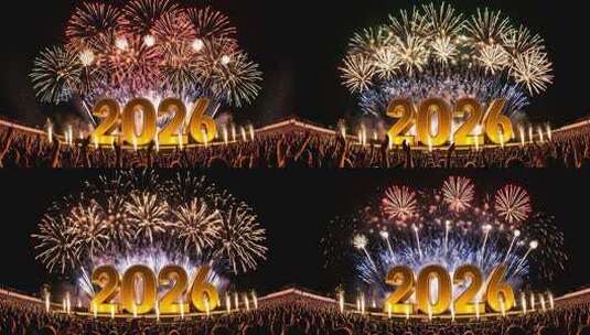 2026元旦跨年烟花表演高清在线视频素材下载
