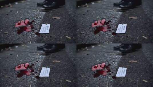 地面上的血迹与标识牌高清在线视频素材下载