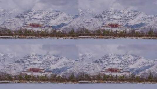 布达拉宫南山公园雪景延时高清在线视频素材下载