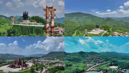 贵州六盘水海坪彝族文化小镇航拍景观高清在线视频素材下载