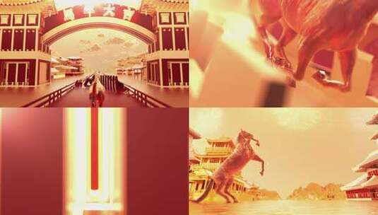 马踏长城新春贺岁动画 视频素材高清在线视频素材下载