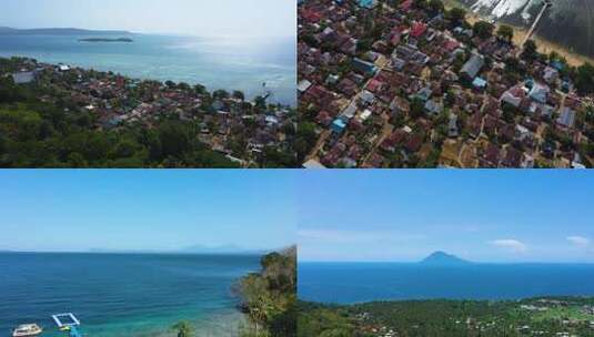 印度尼西亚美娜多海岛城市风光航拍大片高清在线视频素材下载