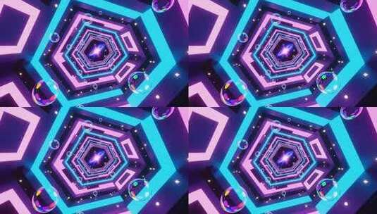 几何建筑空间抽象艺术浪漫梦幻霓虹隧道4K高清在线视频素材下载