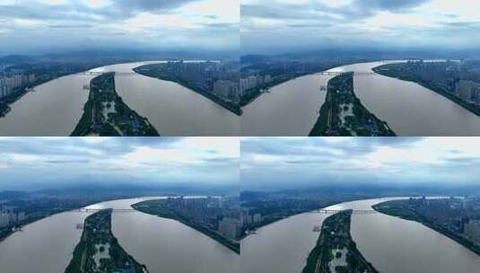 烟雨温州城市风景 浙江温州城市水墨画高清在线视频素材下载