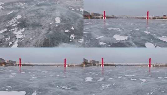 敦化结冰湖面高清在线视频素材下载