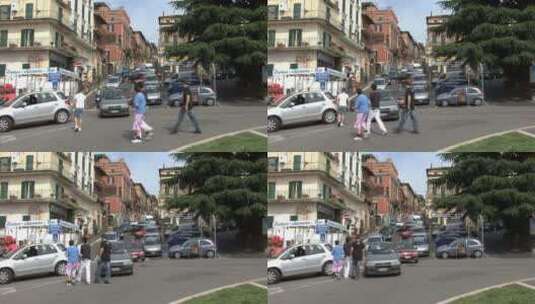 意大利街头的行人和交通高清在线视频素材下载
