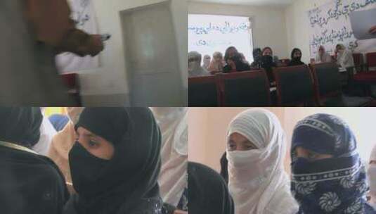 阿富汗妇女在教室学习高清在线视频素材下载