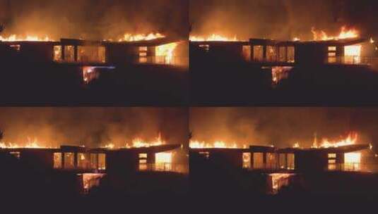 在加州文图拉致命的托马斯大火中有大房子完全被火焰吞没高清在线视频素材下载