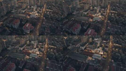 4K上海航拍夜景老房子创意园区高楼大厦高清在线视频素材下载