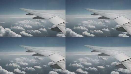 飞机的机翼和云朵高清在线视频素材下载
